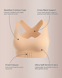 Clare Cross Back Front Closure Wireless Posture Bra