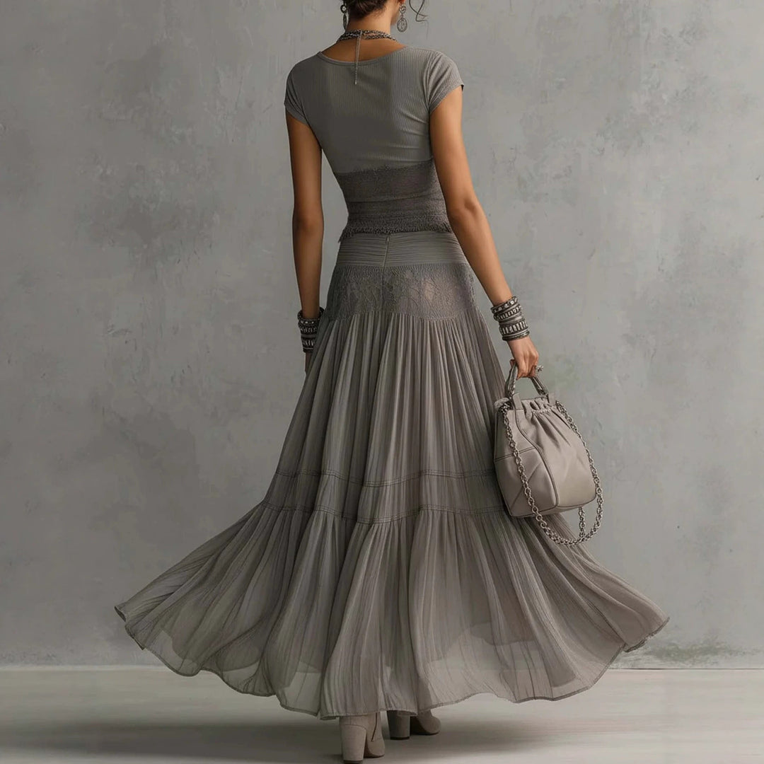 Olivia | Lace-Paneled Skirt Set for Women