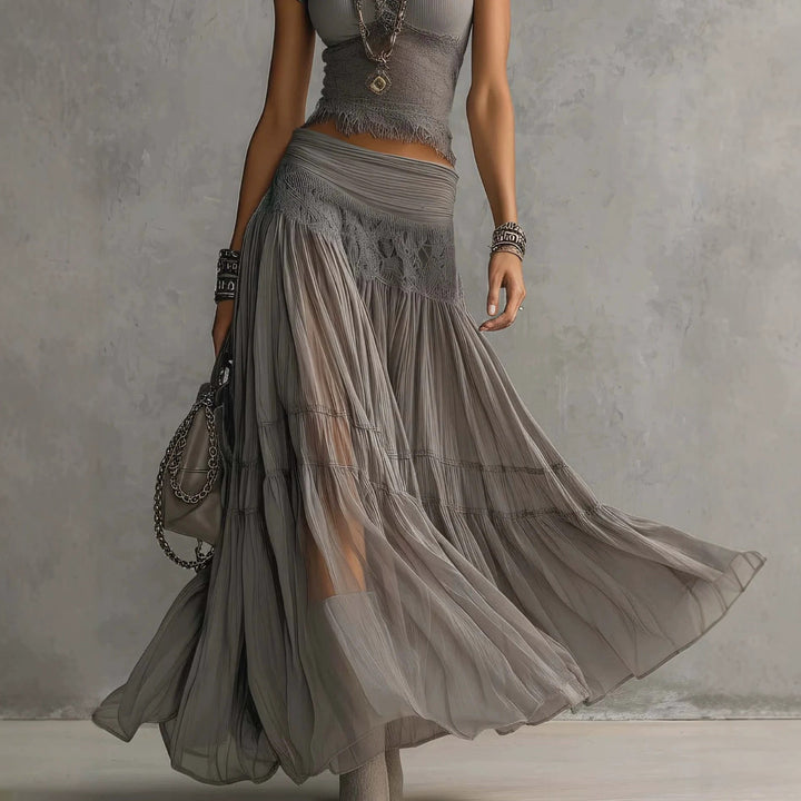 Olivia | Lace-Paneled Skirt Set for Women