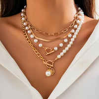 Vintage Pearl & Snake Chain Necklace Set